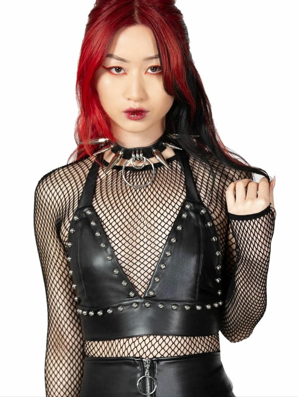 Killstar Studded Faux Leather Halter Crop Top